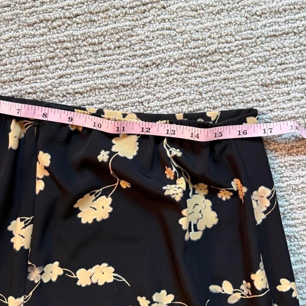 90s Joan Leslie floral maxi skirt a-line whimsigoth black cream women's L 10 12 - Picture 6 of 7